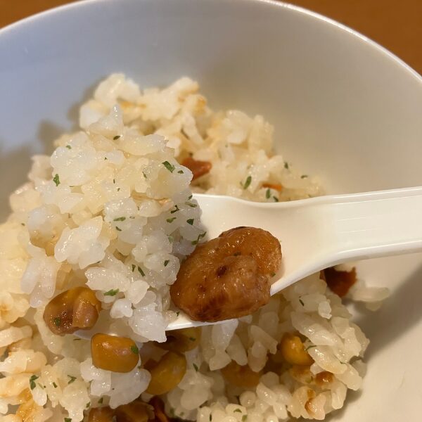 出来上がったアルファ米(ピラフ)