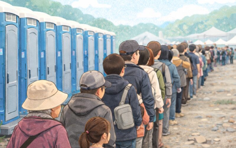 トイレに並ぶ長蛇の列