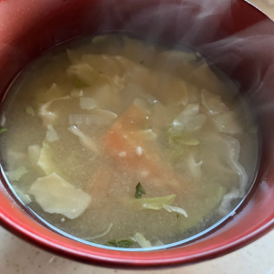 乾燥野菜をいれた味噌汁