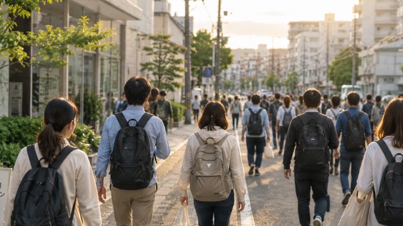 帰路につく人々